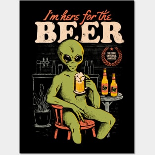 Here For The Beer Funny Ironic Posters and Art